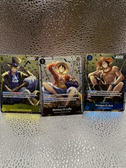 One Piece CCG Monkey.D.Luffy, Ace, Sabo Tin Pack Vol. 2 Promo Set P-075 - Image 1
