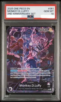 2025 ONE PIECE ENGLISH VERSION 2ND ANNIVERSARY SET #061 MONKEY D. LUFFY PSA 10 - Image 1