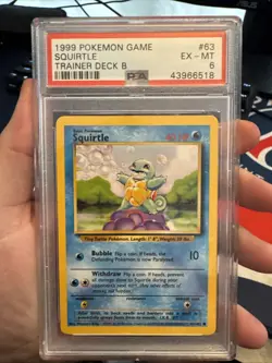 1999 Pokemon game Squirtle Trainer Deck B #63 PSA 6 EX-MT - Image 1