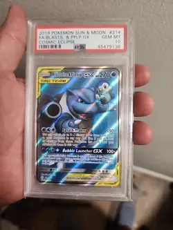 Pokemon PSA 10 Blastoise & Piplup GX Ultra Rare 2019 214/236 Cosmic Eclipse ENG - Image 2