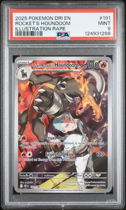 2025 POKEMON DRI EN-DESTINED RIVALS #191 TEAM ROCKET'S HOUNDOOM PSA 9 - Image 1