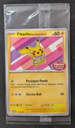 Pokemon Pikachu Berkemeja Batik #190/SV-P Indonesia Journey Promo Sealed - Image 1