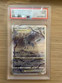 2023 POKEMON SWORD & SHIELD CROWN ZENITH #GG40 FULL ART/GLACEON VSTAR PSA 9 - Image 1