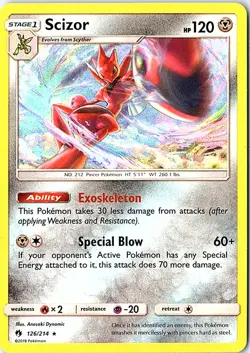 Scizor Holo Rare SM - Lost Thunder 126/214 LP Pokemon - Image 1