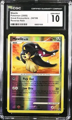 Mawile 24/106 Great Encounters Pokemon Reverse Holo CGC 10 GEM MINT - Image 1