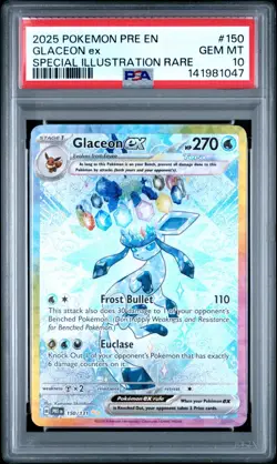 Pokemon 2025 Glaceon ex 150/131 SIR Prismatic Evolutions GEM MINT PSA 10 - Image 1