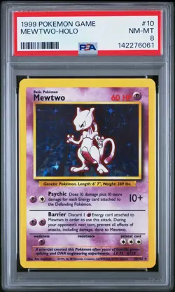 1999 POKEMON GAME #10 MEWTWO-HOLO PSA 8 - Image 1