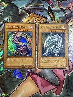 Blue-Eyes White Dragon SDK-001 1st Ed Dark Magician SDY-006 1st Ed 2 card Set HP - Image 1
