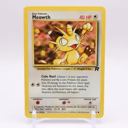 Pokemon Regular Meowth Card 62/82 Common, Unlimited Edition - Image 1