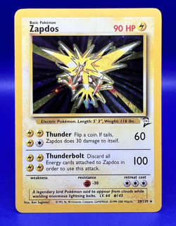 Base Set 2 Pokemon Card Zapdos Holo Rare 20/130 MP+ - Image 1