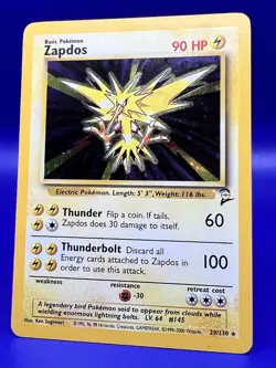 Base Set 2 Pokemon Card Zapdos Holo Rare 20/130 MP+ - Image 2