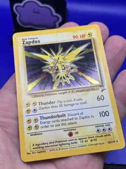 Base Set 2 Pokemon Card Zapdos Holo Rare 20/130 MP+ - Image 4