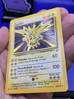 Base Set 2 Pokemon Card Zapdos Holo Rare 20/130 MP+ - Image 5