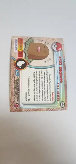 DIGLETT #50, Series 1 - 2000, Topps TV Animation Edition Chrome Pokemon Card - Image 4