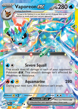 Vaporeon ex 023/131 Double Rare Prismatic Evolutions Pokemon NM - Image 1
