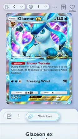 Pokemon TCG Pocket | Triumphant Light | Glaceon Ex | 4 Diamond | DIGITAL CARD - Image 1