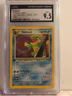 2001 Pokemon Neo Discovery 1st Edition Holo Politoed #8/75 CGC 9.5 Mint+ - Image 1