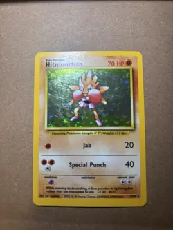 Pokemon Hitmonchan 7/102 Base Set Holo Rare (MP-LP) - Image 3