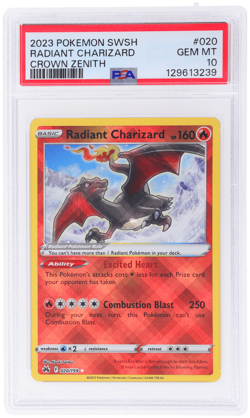 2023 Pokemon Sword and Shield Crown Zenith Radiant Charizard #20 PSA 10 - Image 1