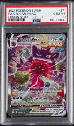 2021 POKEMON SWORD & SHIELD FUSION STRIKE SECRET FULL ART/GENGAR VMAX PSA 10 - Image 1