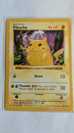 Pikachu (Red Cheeks) 058/102 Base Set (Shadowless) Regular Pokemon TCG - Image 1