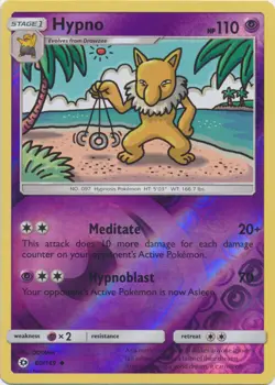 Pokemon - Hypno - 60/149 - Uncommon - Reverse Holo - Sun & Moon Base Set - LP - Image 1