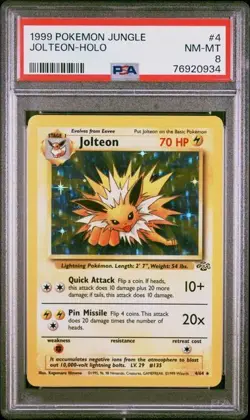 1999 Pokemon Jungle Jolteon Holo #4 Unlimited PSA 8 Nm-Mt - Image 1