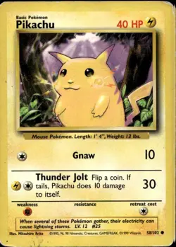 Pikachu 58/102 Common Base Set WOTC Pokemon - Image 1
