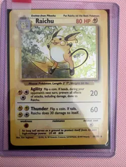 Raichu 14/102 Holo Rare 1999 Base Set Pokemon English WOTC MP - Image 1