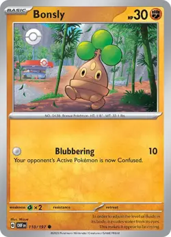 Bonsly OBF 110/197 Pokemon SV03: Obsidian Flames Common Normal EN NM - Image 1
