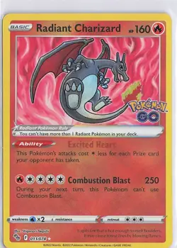 Radiant Charizard 011/078 Radiant Rare Holofoil - Pokemon GO NM - Image 1