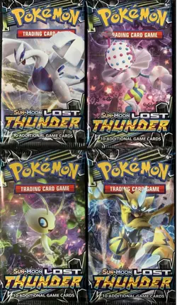 Pokemon (4) Sealed Packs Sun And Moon: Lost Thunder Complete Art Set - Image 1