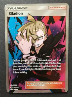 Gladion 109/111 Crimson Invasion SM FULL ART Trainer RARE HOLO Pokemon Card NM - Image 1