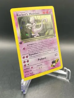 Rocket’s Mewtwo 14/132 [1st Edition w/ SWIRL] Gym Challenge Vintage WOTC Pokemon - Image 3