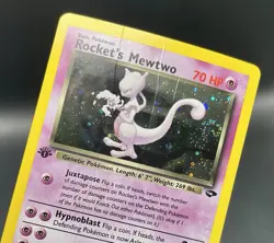 Rocket’s Mewtwo 14/132 [1st Edition w/ SWIRL] Gym Challenge Vintage WOTC Pokemon - Image 4