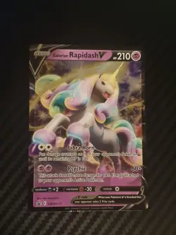 Pokemon Card Galarian Rapidash V SWSH111 Black Star Promo Half Art Holo Rare NM - Image 1