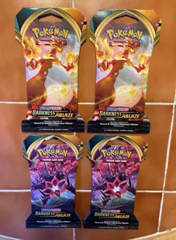 Pokemon TCG: Sword & Shield Darkness Ablaze Sleeved 4 Booster Packs (SEALED/NEW) - Image 1