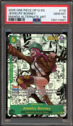 One Piece CCG Jewelry Bonney Manga Alternate Art OP12-118 PSA 10 Gem Mint - Image 1