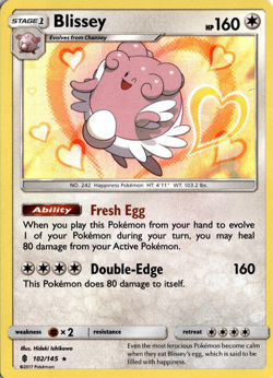 POKEMON CARD - BLISSEY - GUARDIANS RISING - RARE HOLO - 102/145 - Image 1