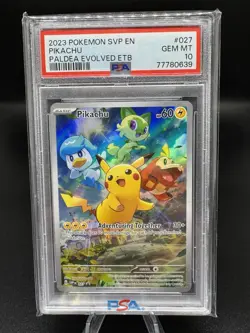2023 POKEMON SVP EN-SV BLACK STAR PROMO #027 PIKACHU PSA 10 - Image 1