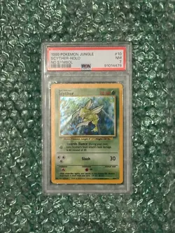 1999 Jungle Scyther Holo NO SYMBOL #10 Holo PSA 7 - Image 1