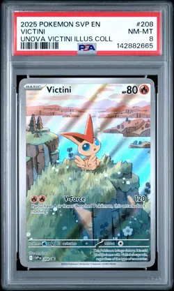 2025 POKEMON SVP EN-SV BLACK STAR PROMO #208 VICTINI PSA 8 - Image 1