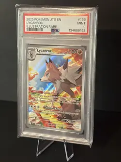 2025 POKEMON JTG EN-JOURNEY TOGETHER ILLUSTRATION RARE #166 LYCANROC PSA 9 - Image 2