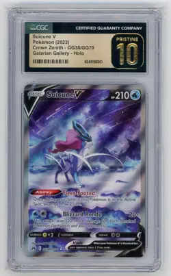 2023 POKEMON CROWN ZENITH GALARIAN GALLERY HOLO #GG38 SUICUNE V CGC 10 PRISTINE - Image 1