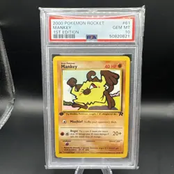 2000 Pokemon Mankey 61 WOTC Team Rocket 1st Edition PSA 10 Gem Mint POP 512 - Image 1