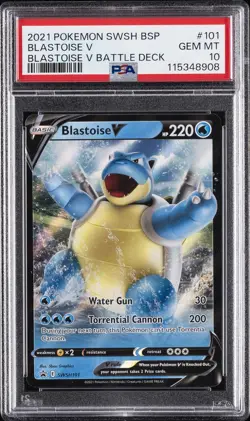 2021 POKEMON SWSH BLACK STAR PROMO BLASTOISE V BATTLE DECK BLASTOISE V PSA 10 - Image 1