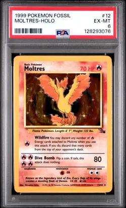 1999 POKEMON FOSSIL #12 MOLTRES-HOLO PSA 6 - Image 1