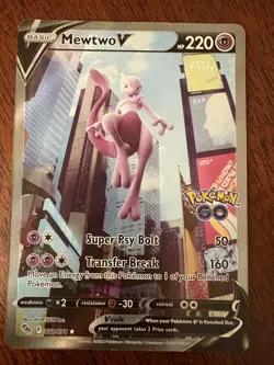 Mewtwo V (Alternate Full Art) 072/078 Pokemon GO Holo - Image 1
