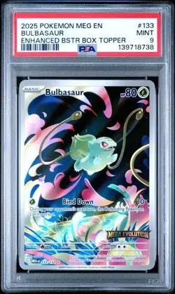 Bulbasaur - (Mega Evolution Stamped) 133/132 Pokemon PSA 9 BSTR Box Topper Mint - Image 1