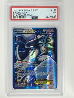 2013 Pokemon B&W Plasma Storm Lugia EX Full Art 134/135 PSA 7 - Image 1